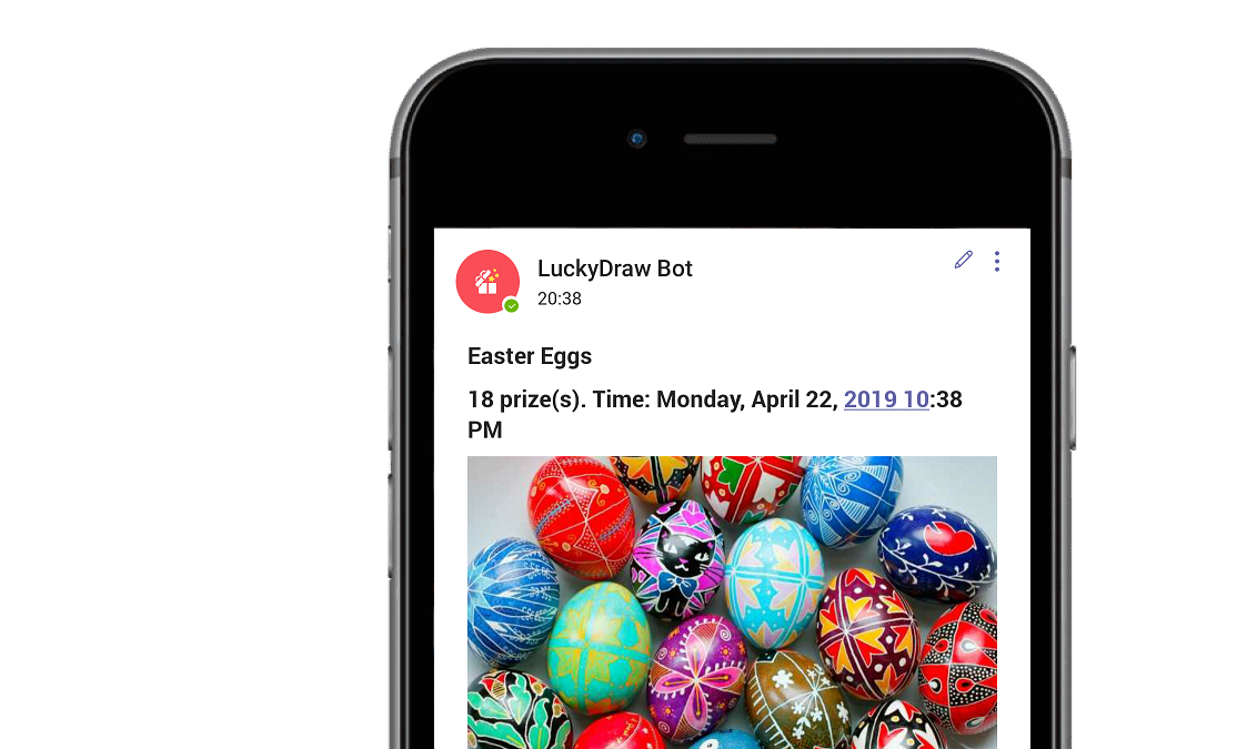 Lucky Draw Bot card showing an award draw in a Microsoft Teams channel